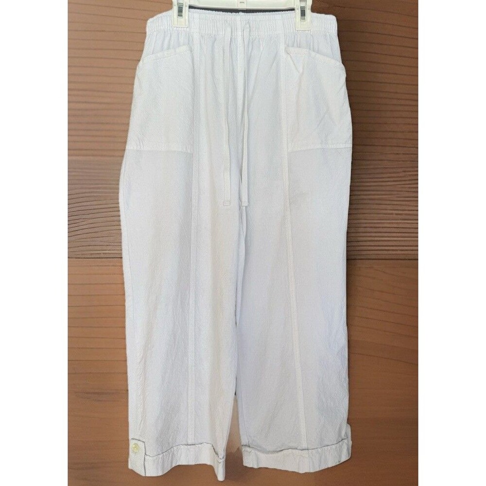 Rebecca Malo Woman’s (M) White 100% cotton Crop pants pockets drawstring